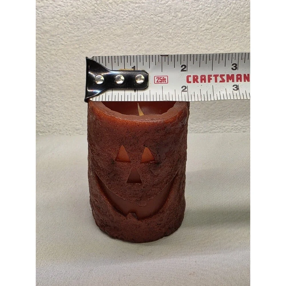 Small Jack O Lantern Pillar Candle LED Fall Halloween Pumpkin decoration Battery